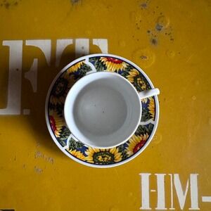 Sunflower Cup & Saucer Set Le‎ Jardine Collection Vintage Floral Coffee Tea